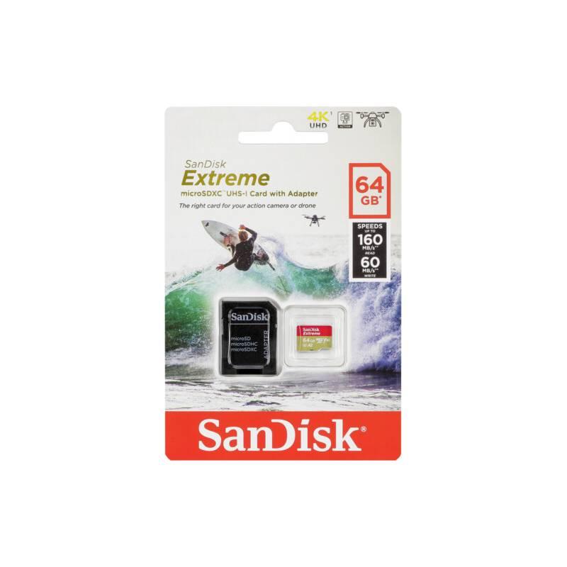 Paměťová karta Sandisk Micro SDXC Extreme 64GB, pro akční kamery, UHS-I U3 adapter, Paměťová, karta, Sandisk, Micro, SDXC, Extreme, 64GB, pro, akční, kamery, UHS-I, U3, adapter