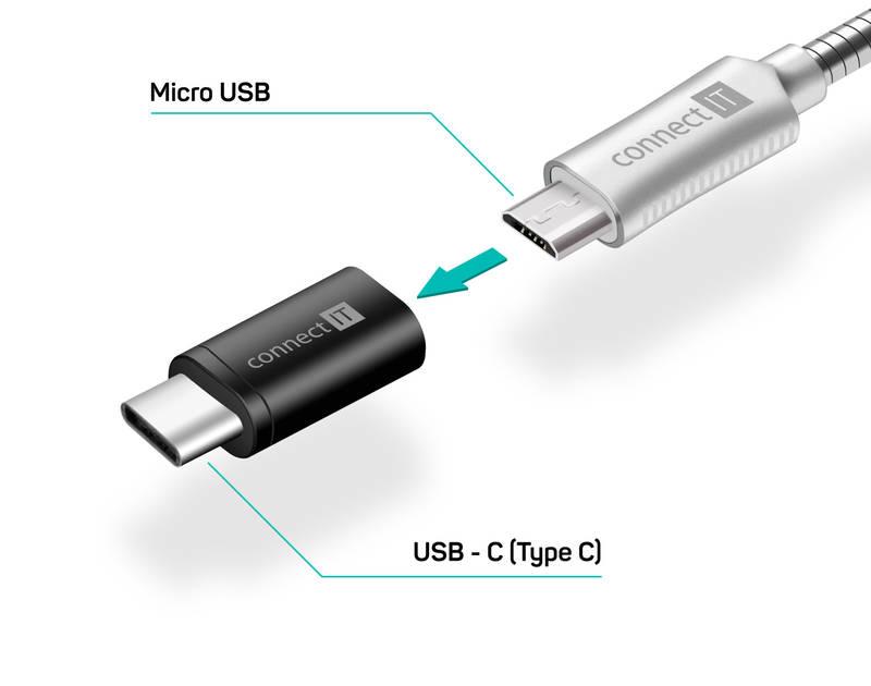 Redukce Connect IT Wirez Micro USB USB-C černá, Redukce, Connect, IT, Wirez, Micro, USB, USB-C, černá