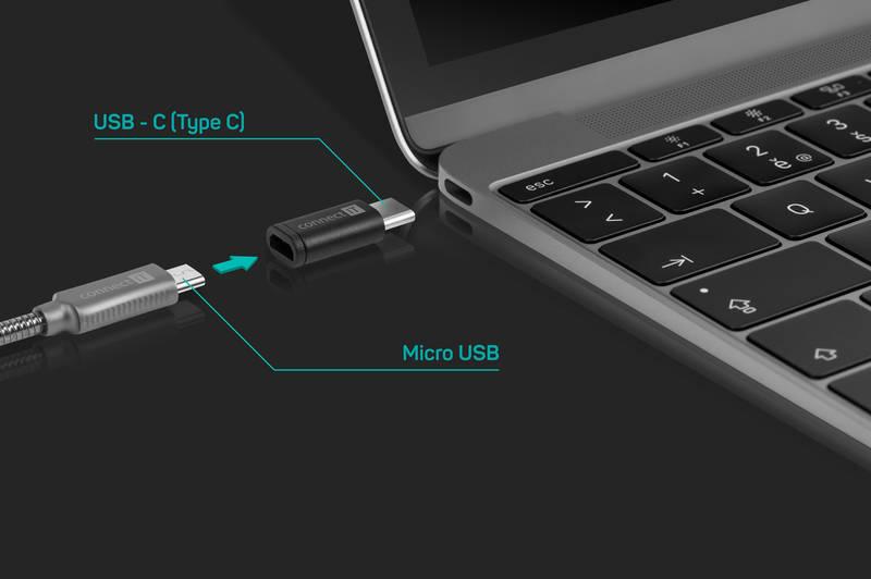 Redukce Connect IT Wirez Micro USB USB-C černá, Redukce, Connect, IT, Wirez, Micro, USB, USB-C, černá