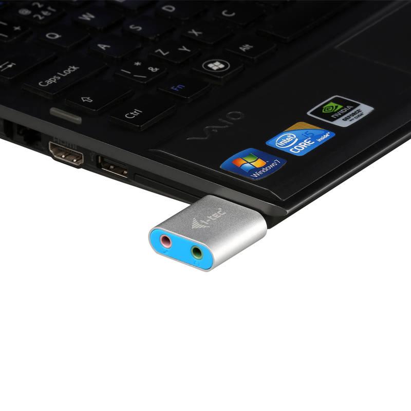 Adaptér i-tec Metal USB 2x 3,5mm, Adaptér, i-tec, Metal, USB, 2x, 3,5mm