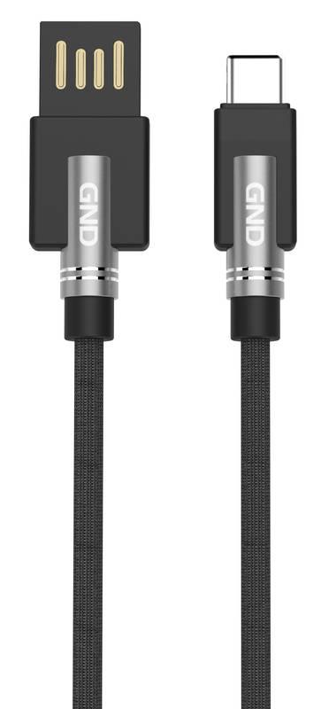 Kabel GND USB USB-C, 1m, opletený černý, Kabel, GND, USB, USB-C, 1m, opletený, černý