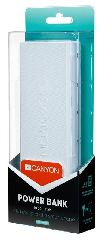 Powerbank Canyon 10000mAh, 2x USB bílá