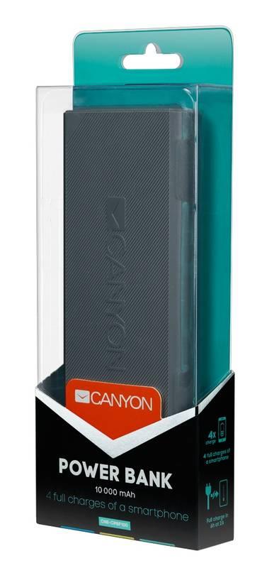 Powerbank Canyon 10000mAh, 2x USB šedá