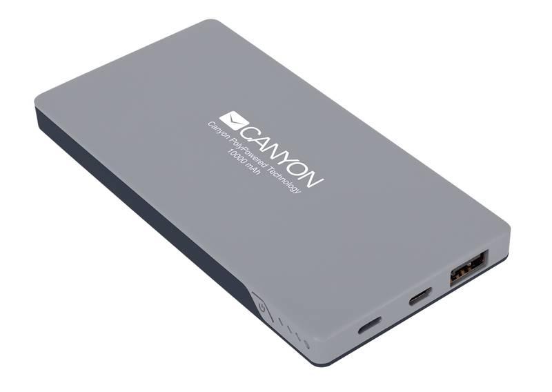 Powerbank Canyon 10000mAh, lightning šedá