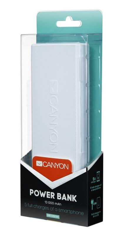 Powerbank Canyon 13000mAh, 2x USB bílá