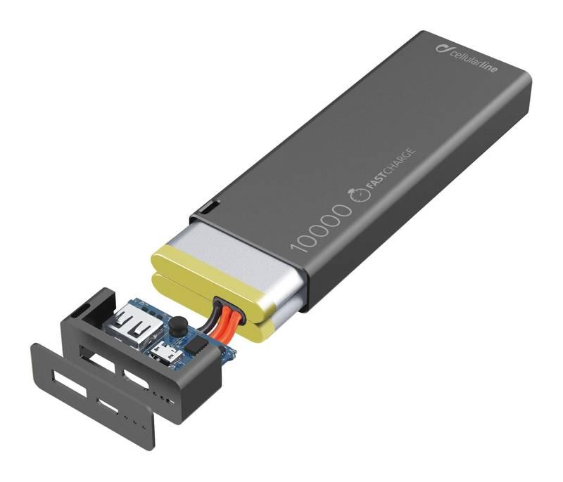 Powerbank CellularLine Freepower Slim, 10000mAh černá