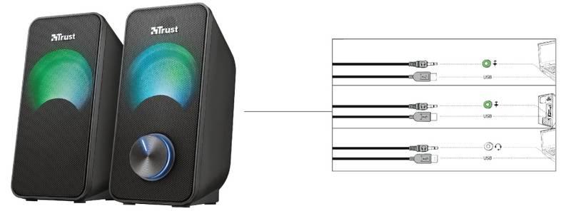 Reproduktory Trust Arys Compact RGB černé