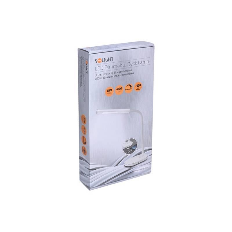 Stolní LED lampička Solight stmívatelná, 8W, 4500K, USB bílá