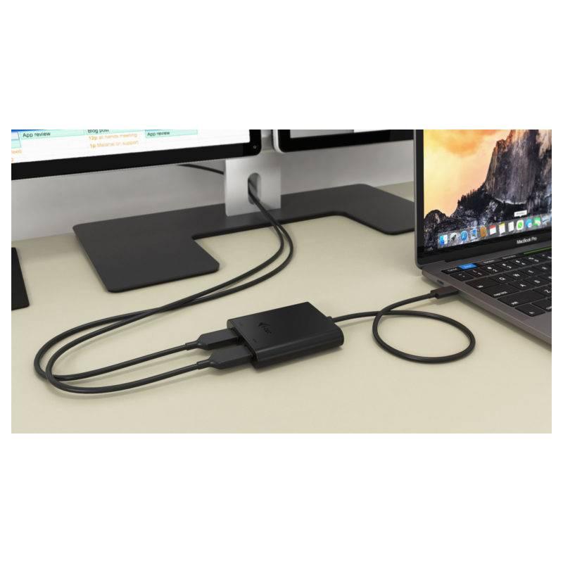 Adaptér i-tec USB-C 2x HDMI černá, Adaptér, i-tec, USB-C, 2x, HDMI, černá