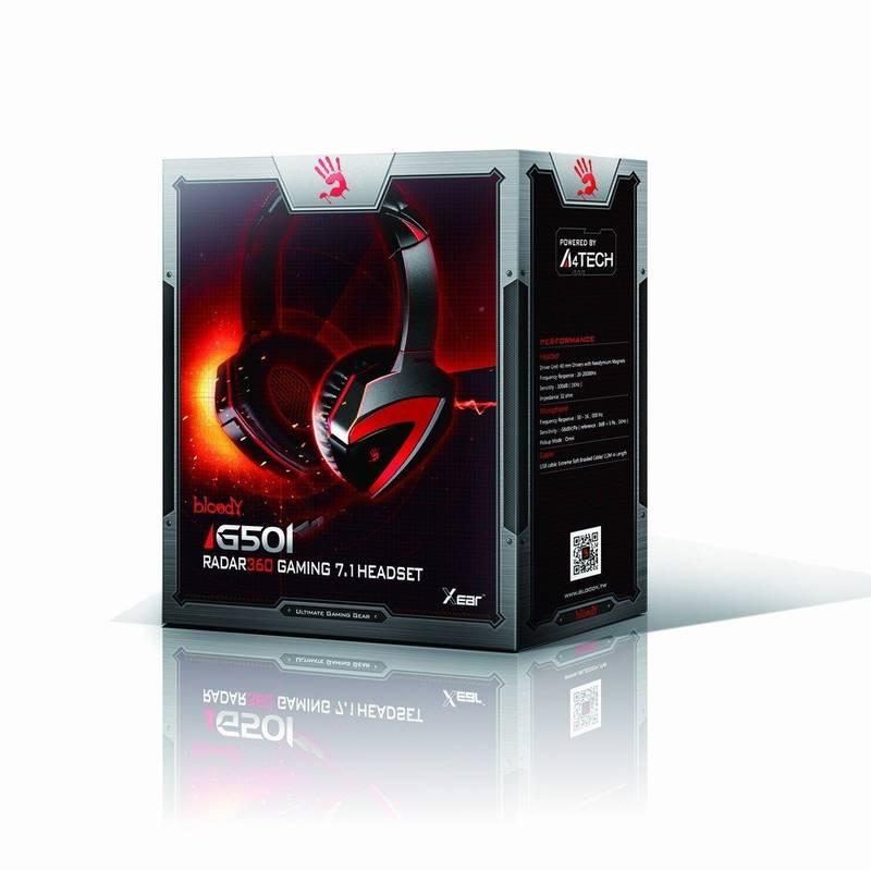 Headset A4Tech Bloody G501, 7.1 černý červený