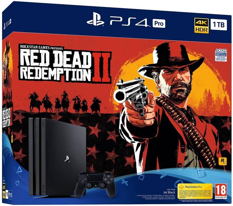 Herní konzole Sony PlayStation 4 Pro 1TB Red Dead Redemption 2 černá