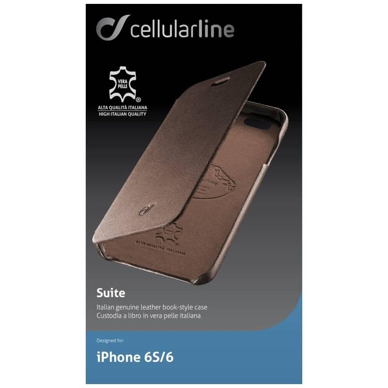 Pouzdro na mobil flipové CellularLine SUITE pro Apple iPhone 6 6S hnědé