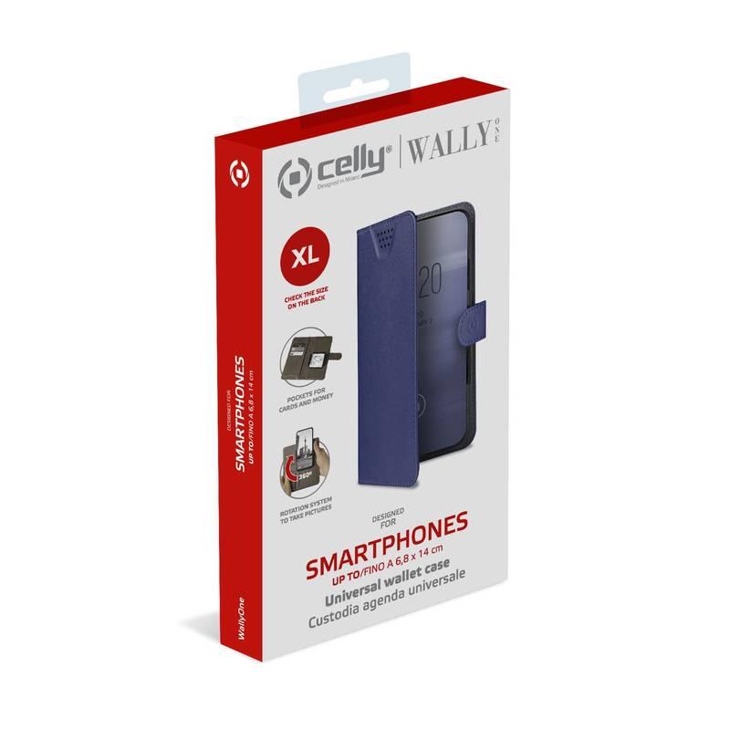 Pouzdro na mobil flipové Celly Wally One, XL pro 4,5" - 5,0" modré