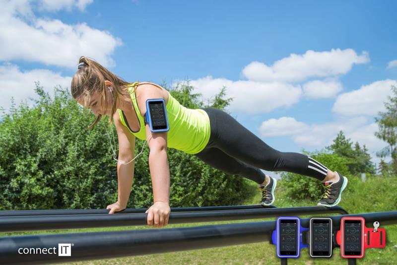 Pouzdro na mobil sportovní Connect IT na ruku pro velikost 4,7" modré