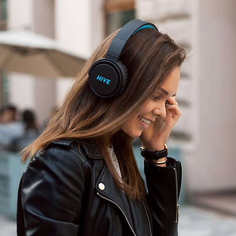 Sluchátka Niceboy HIVE XL černá tyrkysová