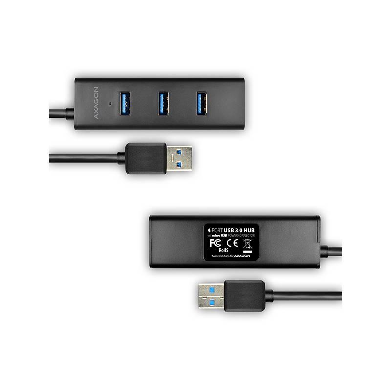 USB Hub Axagon USB 4 USB 3.0, adaptér, 1,2 m černý