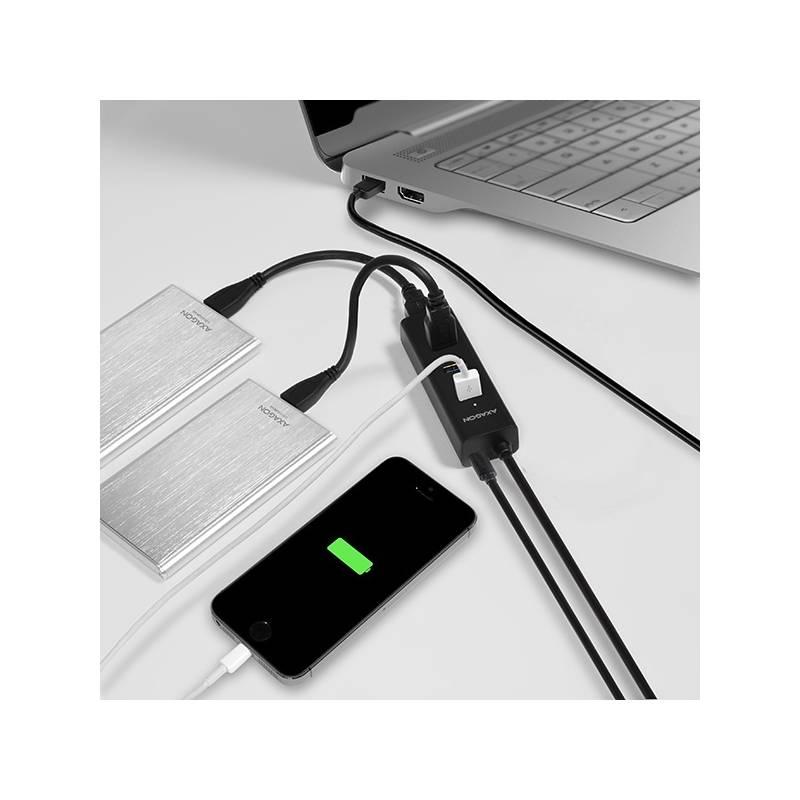 USB Hub Axagon USB 4 USB 3.0, adaptér, 1,2 m černý
