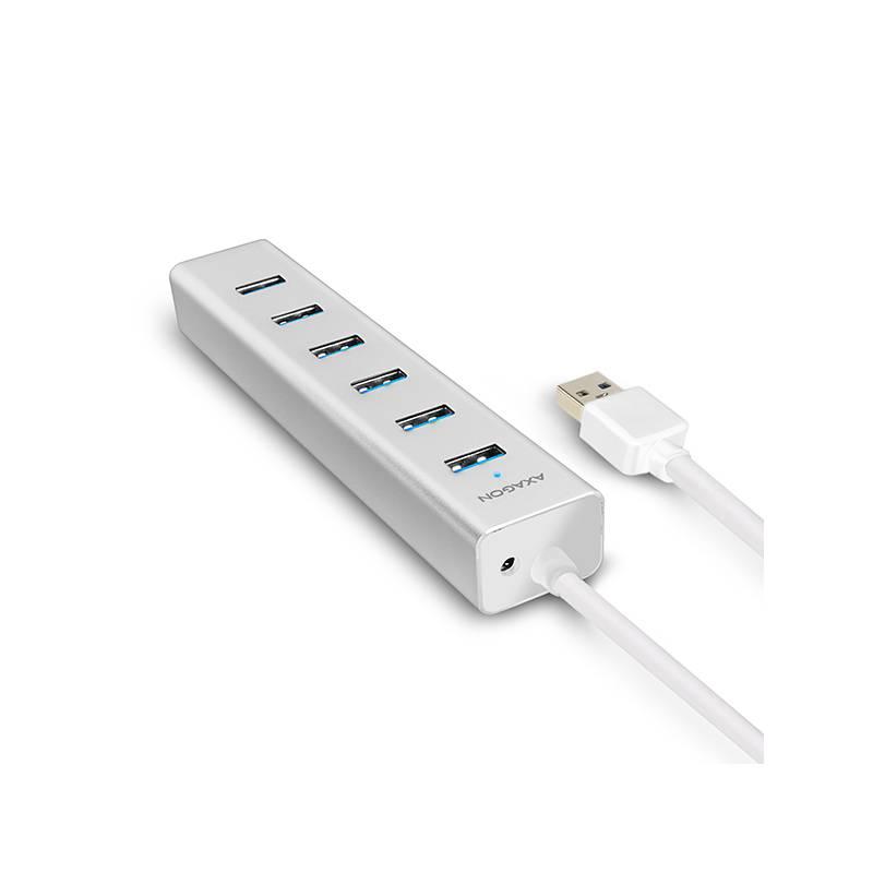 USB Hub Axagon USB 7x USB 3.0 stříbrný