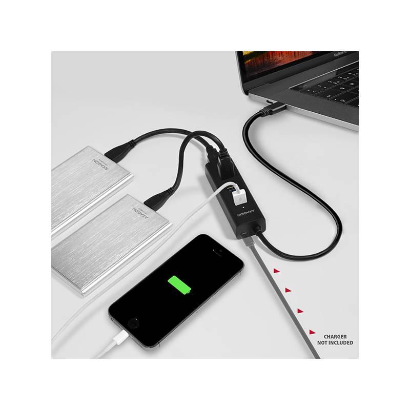 USB Hub Axagon USB-C 4x USB 3.0, Micro USB černý, USB, Hub, Axagon, USB-C, 4x, USB, 3.0, Micro, USB, černý