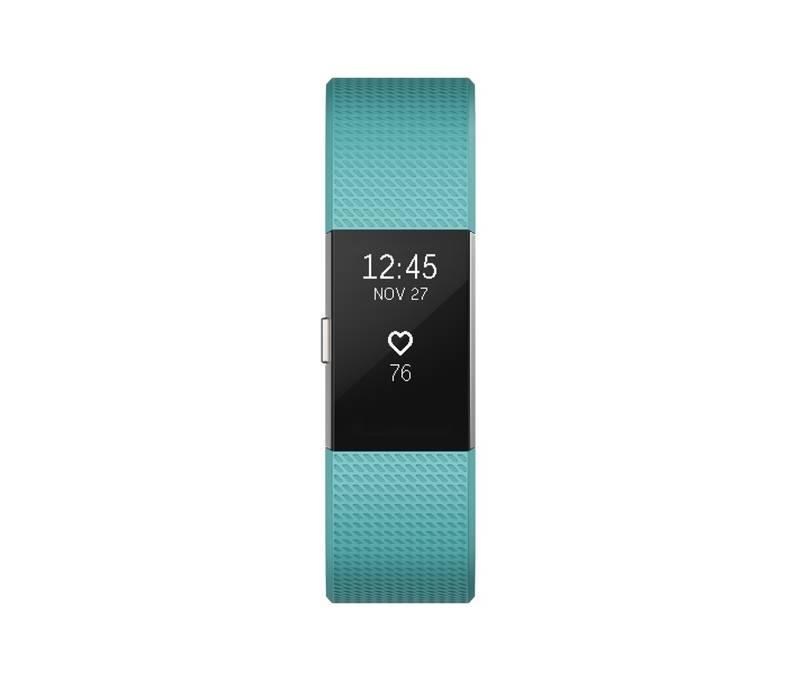 Fitness náramek Fitbit Charge 2 large - Teal Silver, Fitness, náramek, Fitbit, Charge, 2, large, Teal, Silver