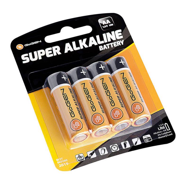 Baterie alkalická GoGEN SUPER ALKALINE AA, LR06, blistr 4ks
