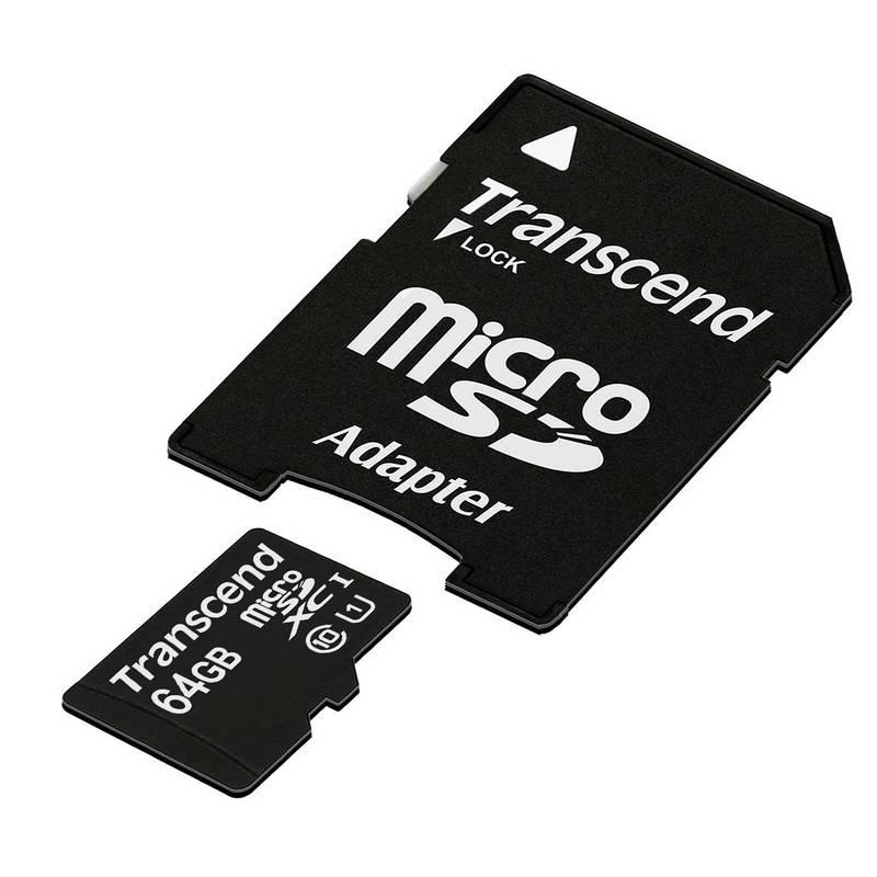 Paměťová karta Transcend MicroSDXC Premium 64GB UHS-I U1 adapter, Paměťová, karta, Transcend, MicroSDXC, Premium, 64GB, UHS-I, U1, adapter