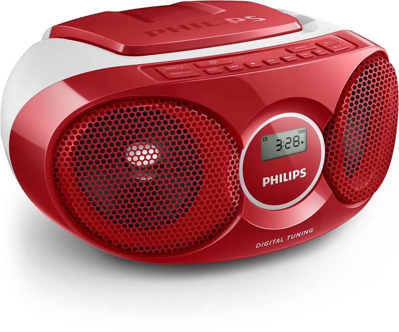Radiopřijímač s CD Philips AZ215R červený