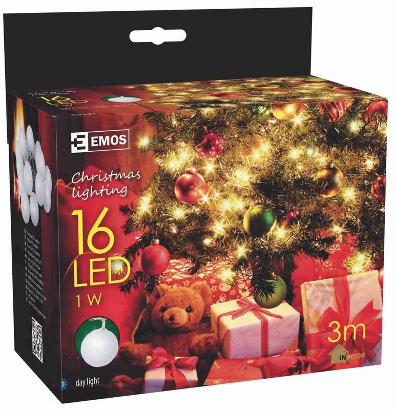 Vánoční osvětlení EMOS 16 LED, 3m, koule-vlna, denní bílá