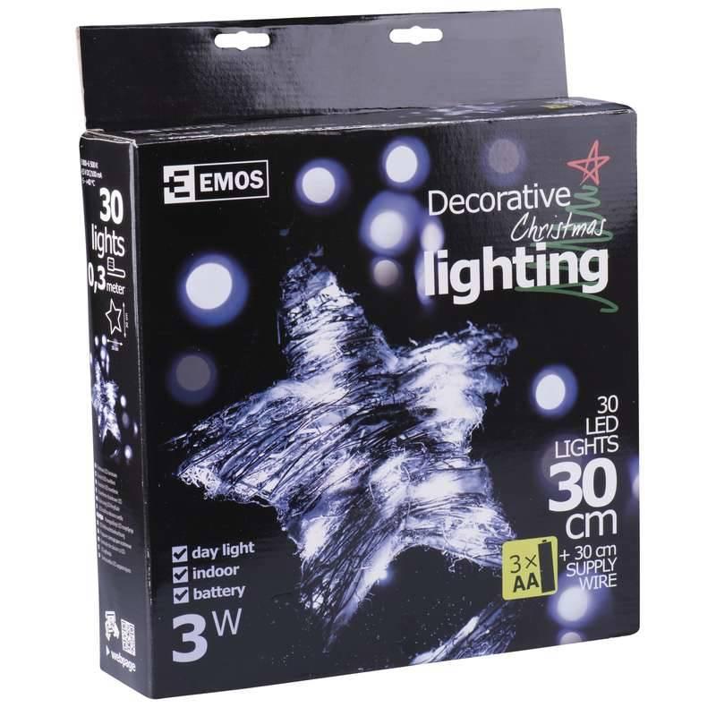 Vánoční osvětlení EMOS 30 LED, hvězda-ratan, denní bílá