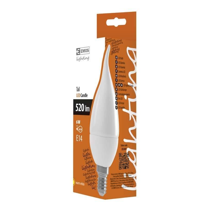 Žárovka LED EMOS svíčka, 6W, E14, teplá bílá