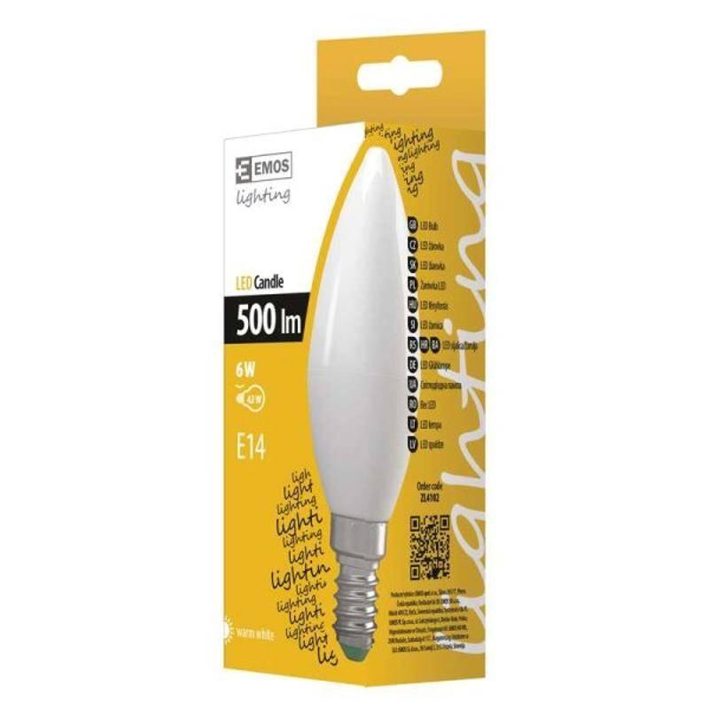 Žárovka LED EMOS svíčka, 6W, E14, teplá bílá