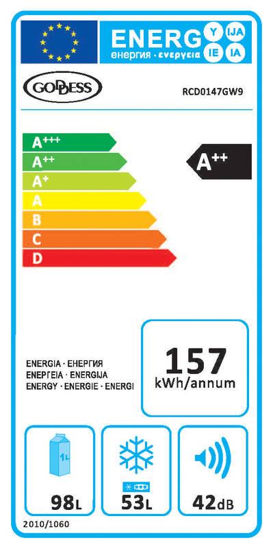 Chladnička s mrazničkou Goddess RCD0147GW9 bílá