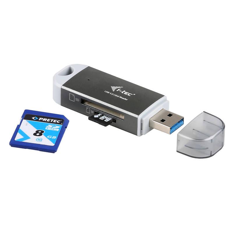 Čtečka paměťových karet i-tec USB 3.0 Dual Card Reader šedá, Čtečka, paměťových, karet, i-tec, USB, 3.0, Dual, Card, Reader, šedá