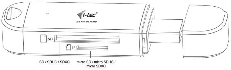 Čtečka paměťových karet i-tec USB 3.0 Dual Card Reader šedá, Čtečka, paměťových, karet, i-tec, USB, 3.0, Dual, Card, Reader, šedá