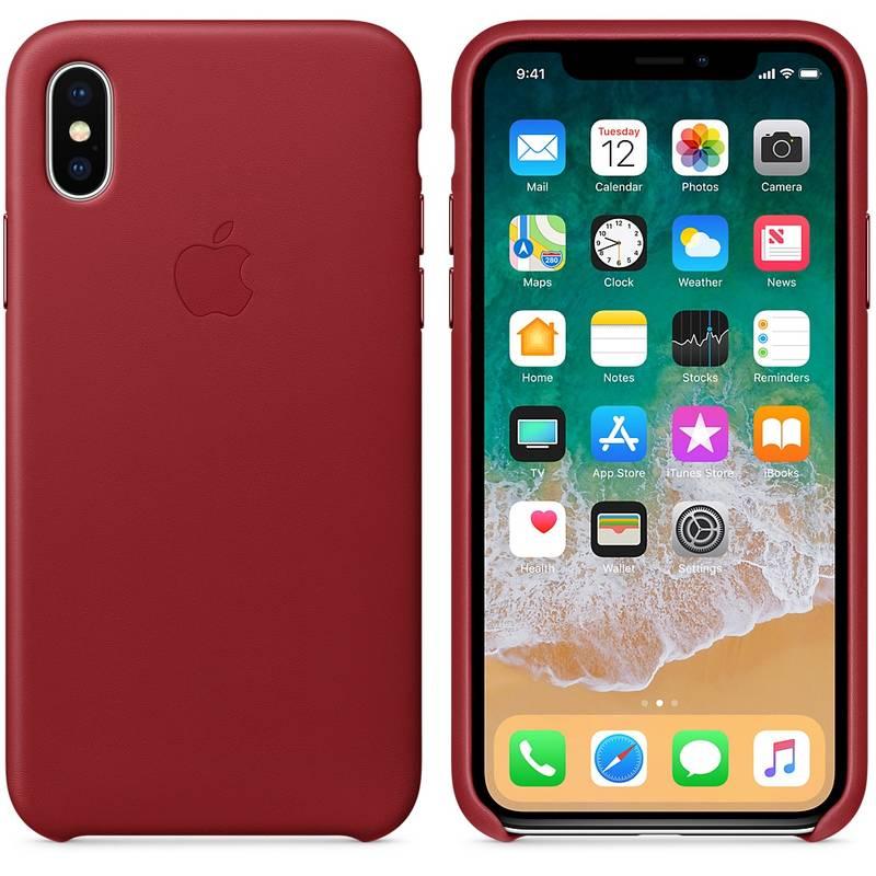 Kryt na mobil Apple Leather Case pro iPhone X RED červený