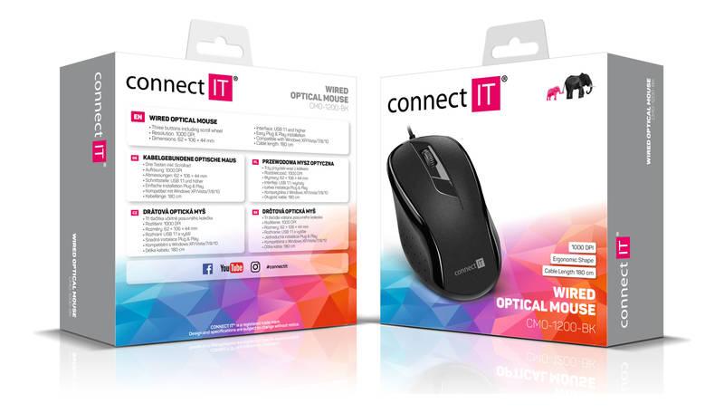 Myš Connect IT CMO-1200 černá, Myš, Connect, IT, CMO-1200, černá