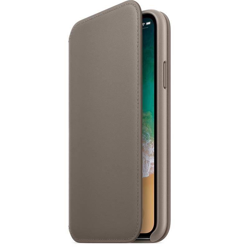 Pouzdro na mobil flipové Apple Leather Folio pro iPhone X - kouřové