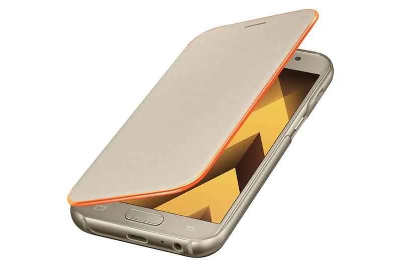 Pouzdro na mobil flipové Samsung Neon flip pro Galaxy A3 2017 zlaté