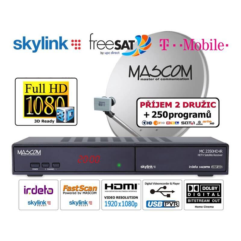 Satelitní komplet Mascom MC2350 80MBL černý, Satelitní, komplet, Mascom, MC2350, 80MBL, černý