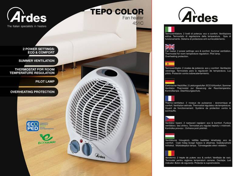 Teplovzdušný ventilátor Ardes 451C šedý