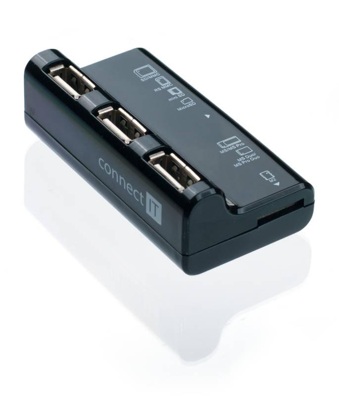 USB Hub Connect IT USB 2.0 3x USB 2.0 microSD SD černý