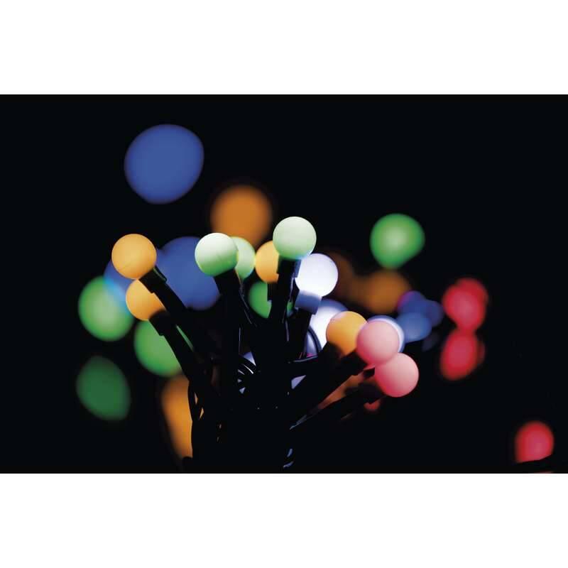 Vánoční osvětlení EMOS 80 LED vánoční cherry řetěz – kuličky, 8m, multicolor, programy