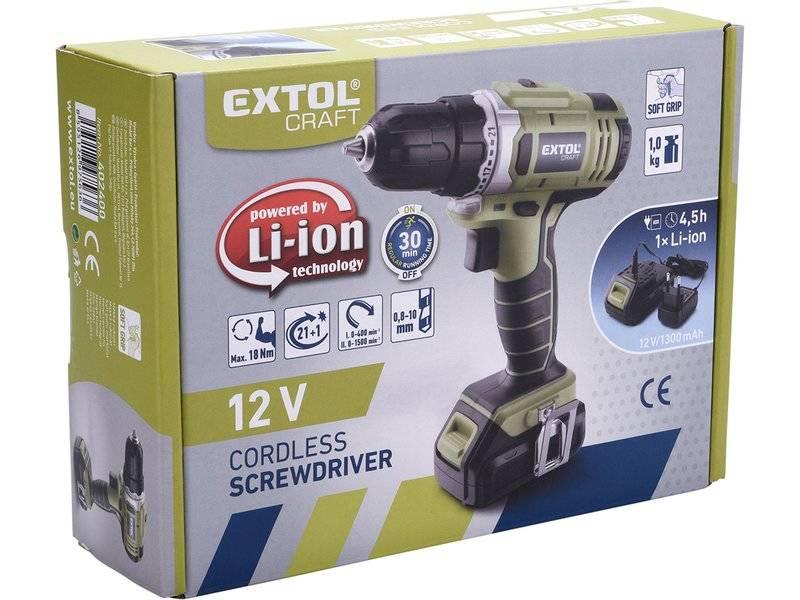 Aku vrtačka EXTOL Craft 402400