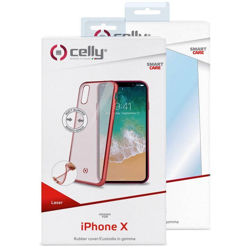 Kryt na mobil Celly Laser pro iPhone X Xs červená barva, Kryt, na, mobil, Celly, Laser, pro, iPhone, X, Xs, červená, barva