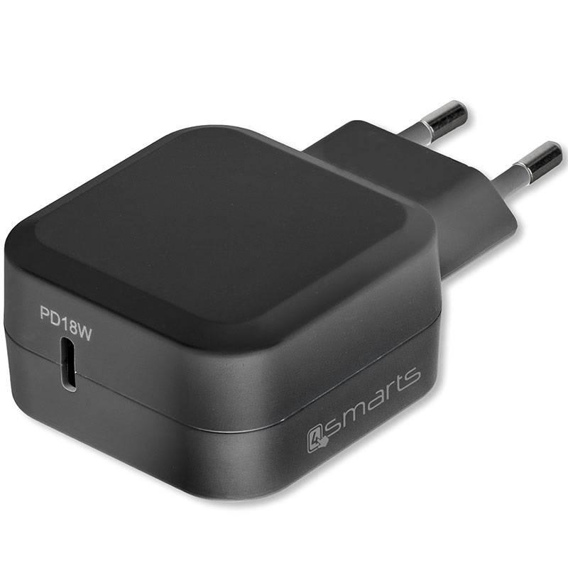 Nabíječka do sítě 4smarts USB-C Lightning, rychlonabíjení kabel černá