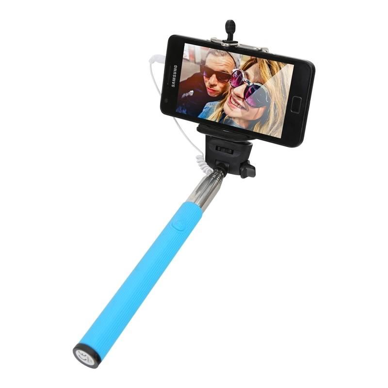 Selfie tyč PLATINET OMEGA MONOPOD, jack 3.5 mm, modrá