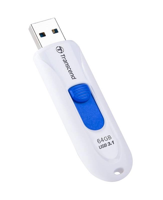 USB Flash Transcend JetFlash 790W 64GB bílá modrá, USB, Flash, Transcend, JetFlash, 790W, 64GB, bílá, modrá