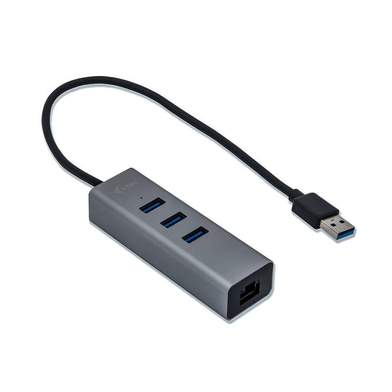 USB Hub i-tec USB 3.0 3x USB 3.0 LAN šedý, USB, Hub, i-tec, USB, 3.0, 3x, USB, 3.0, LAN, šedý