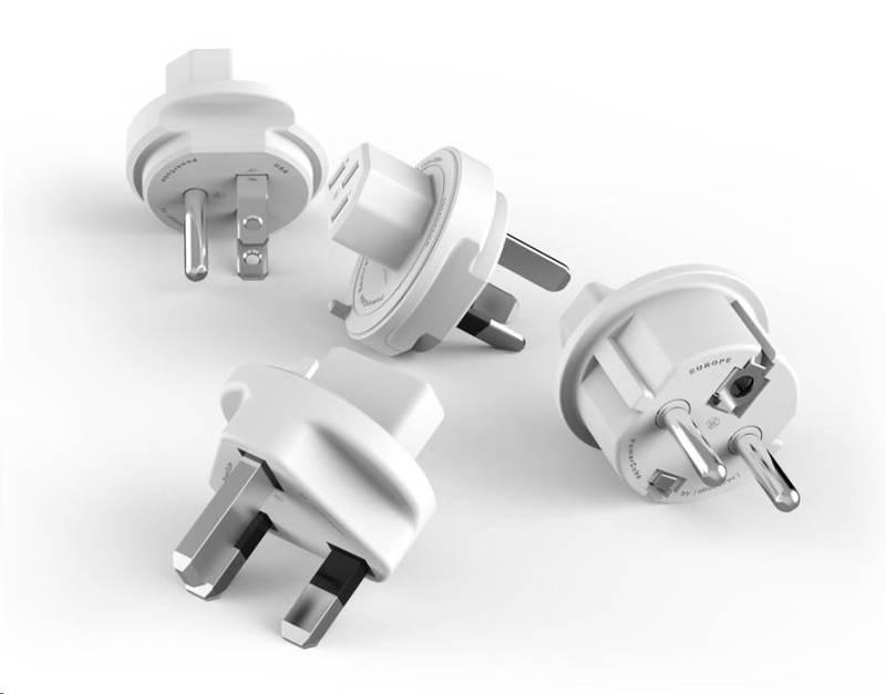 Cestovní adaptér Powercube Rewirable Travel Plugs - šedý šedý