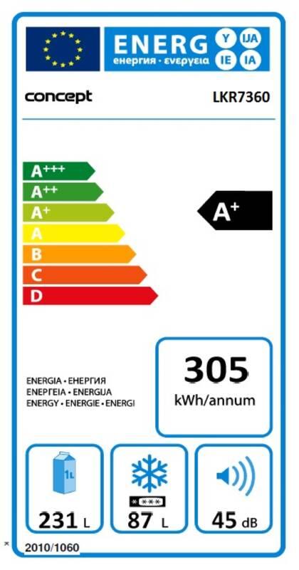 Chladnička s mrazničkou Concept LKR7360CL krémová